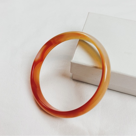 Vintage Orange Agate Stone Bangle - Picture 1 of 3